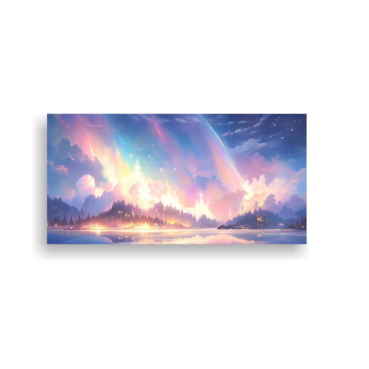 GENERICO - Pintura Abstracta A Northern Lights En Colores 100x50 Cm