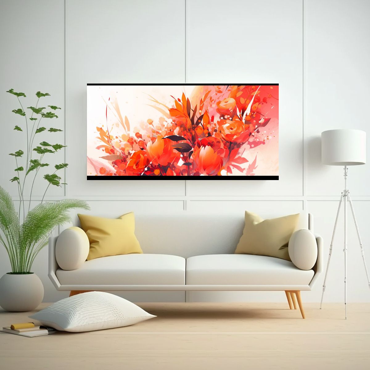 GENERICO - Cuadro Fantasía Rojo Y Naranja En Estilo 80x40 Cm