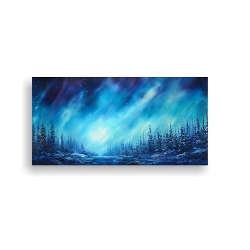 GENERICO - Pintura Abstracta Moderna De Aurora Boreal En 80x40 Cm