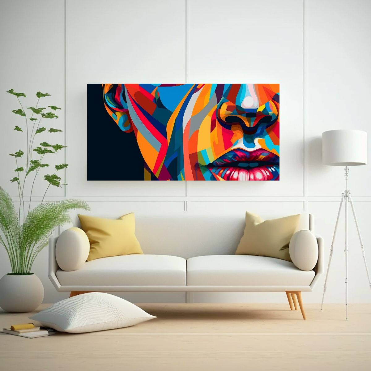 GENERICO - Cuadros Decorativos De Rostros En Línea Fina Y 100x50 Cm