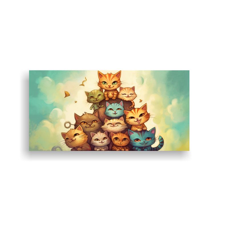 GENERICO - Cuadros Gatos En Una Pila Mirando Hacia 60x30 Cm