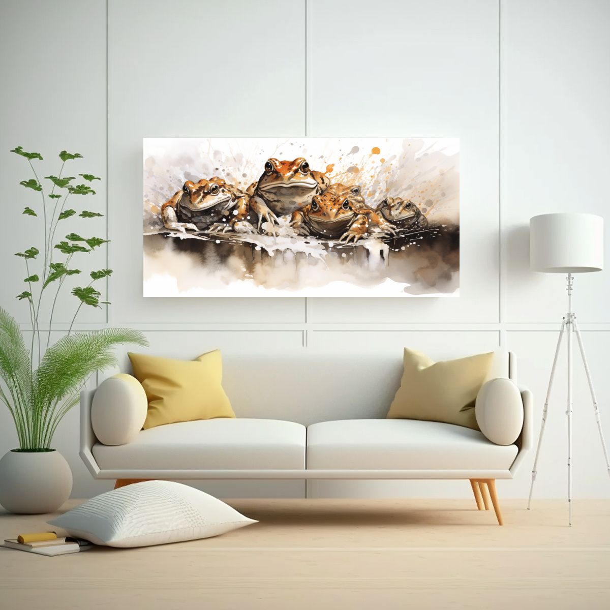 GENERICO - Lienzo Decorativo De Ranas Y Sapos En Colores 60x30 Cm