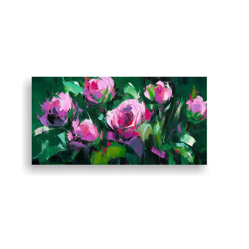 GENERICO - Pintura En Lienzo De Flores En Forma De 80x40 Cm