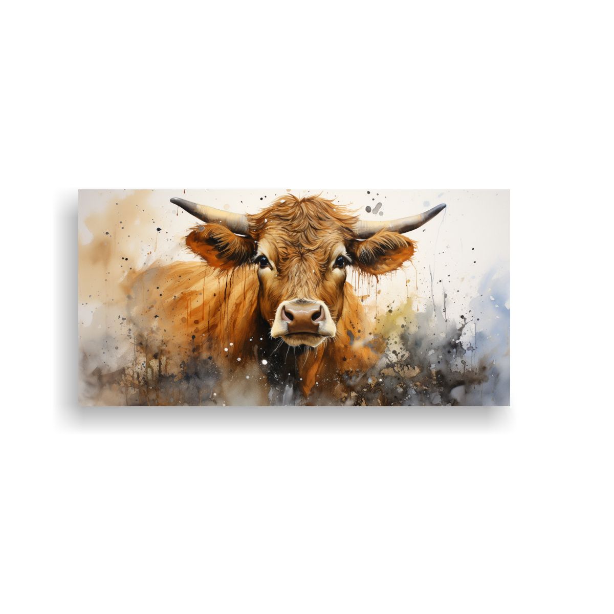 GENERICO - Cuadro Poderosa De Vaca Jersey En Acuarelas 80x40 Cm