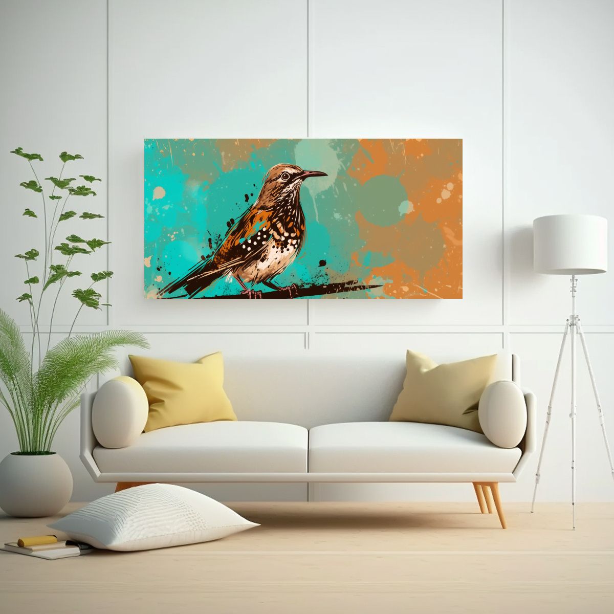 GENERICO - Pintura De Pared Neo Pop Art De Un Zorzal En 100x50 Cm