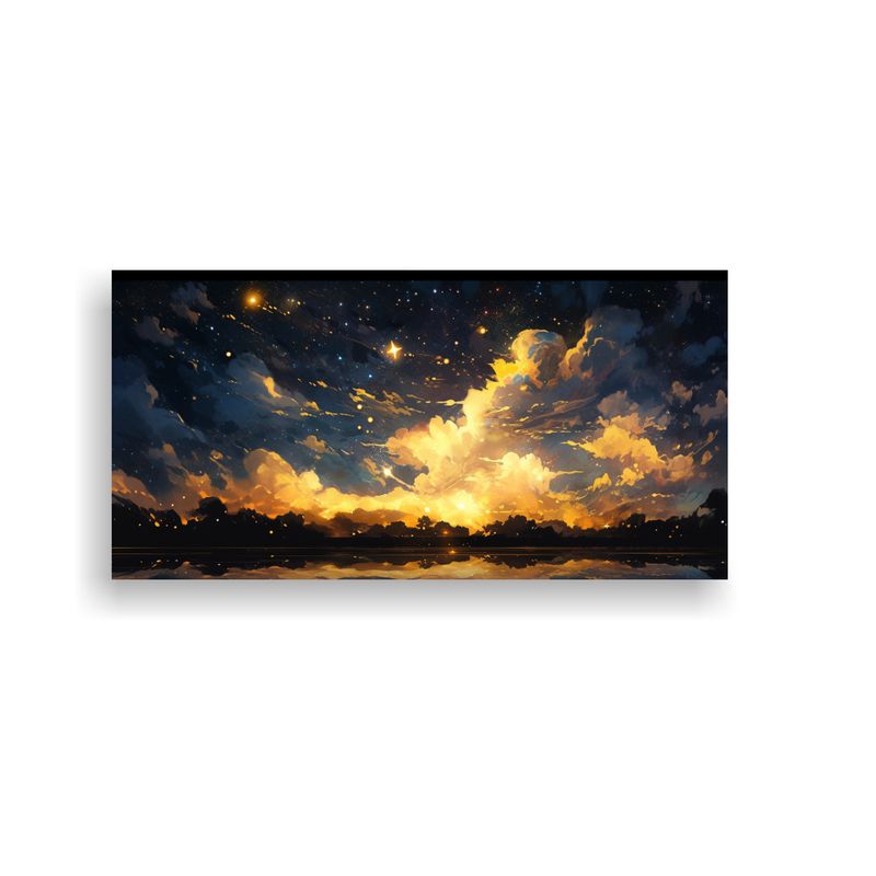 GENERICO - Pintura Abstracta Del Cielo Nocturno En Tonos 100x50 Cm