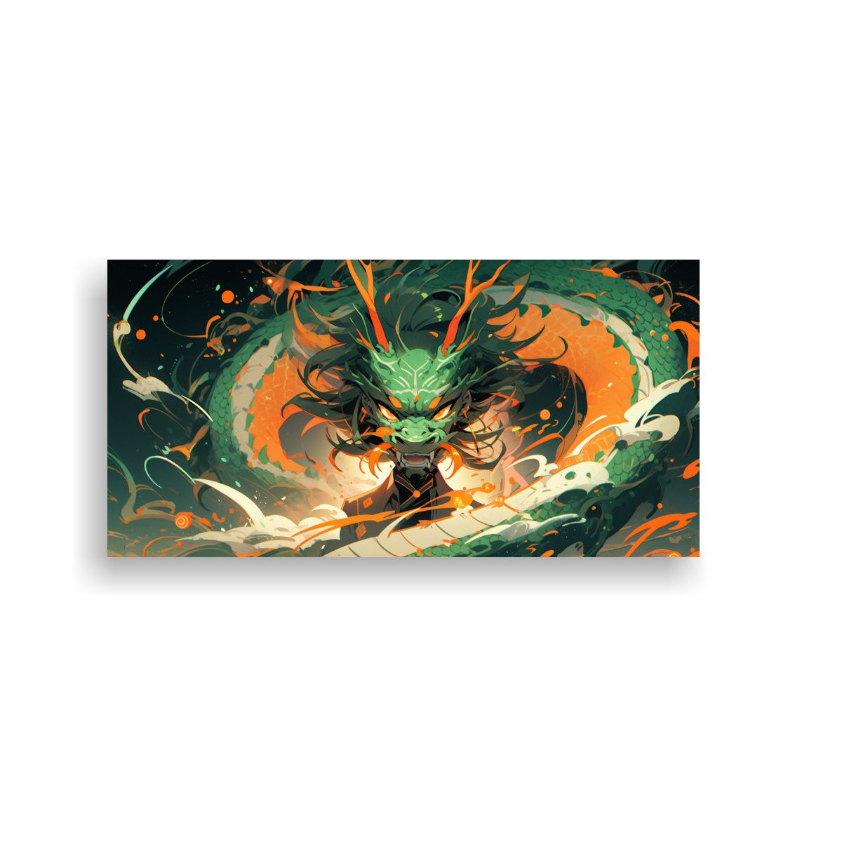 GENERICO - Pintura De Pared Vintage Dragón En Verde Y 80x40 Cm