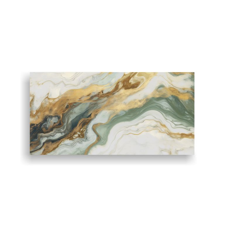 GENERICO - Pintura Abstracta En Mármol Beige Verde Y 100x50 Cm