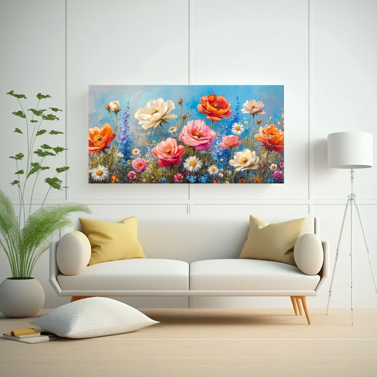 GENERICO - Cuadroes Acuarela Flores En Cuadro Galería 60x30 Cm