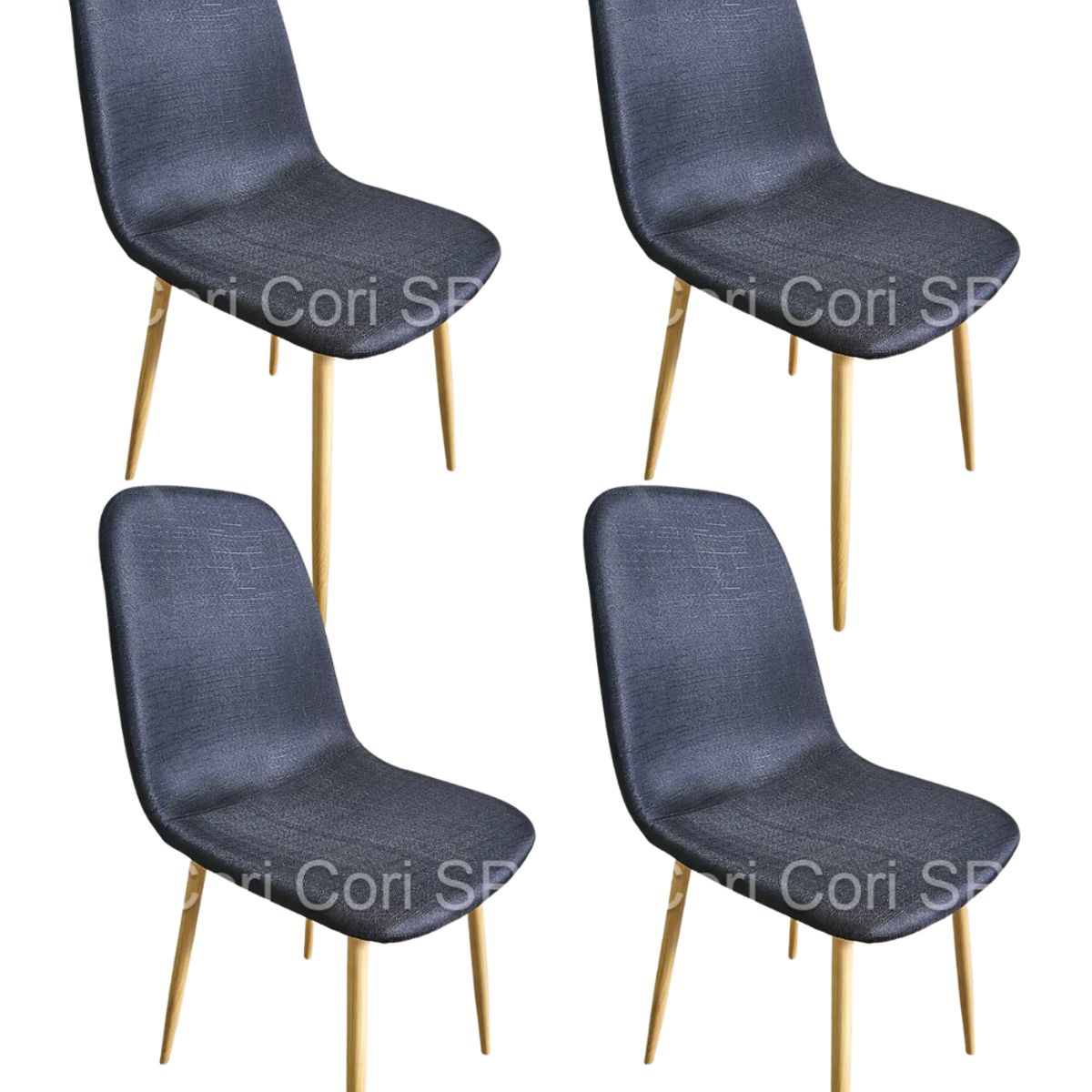 CORI CORI - Pack 4 Sillas Scoop Lino Wood - Negro