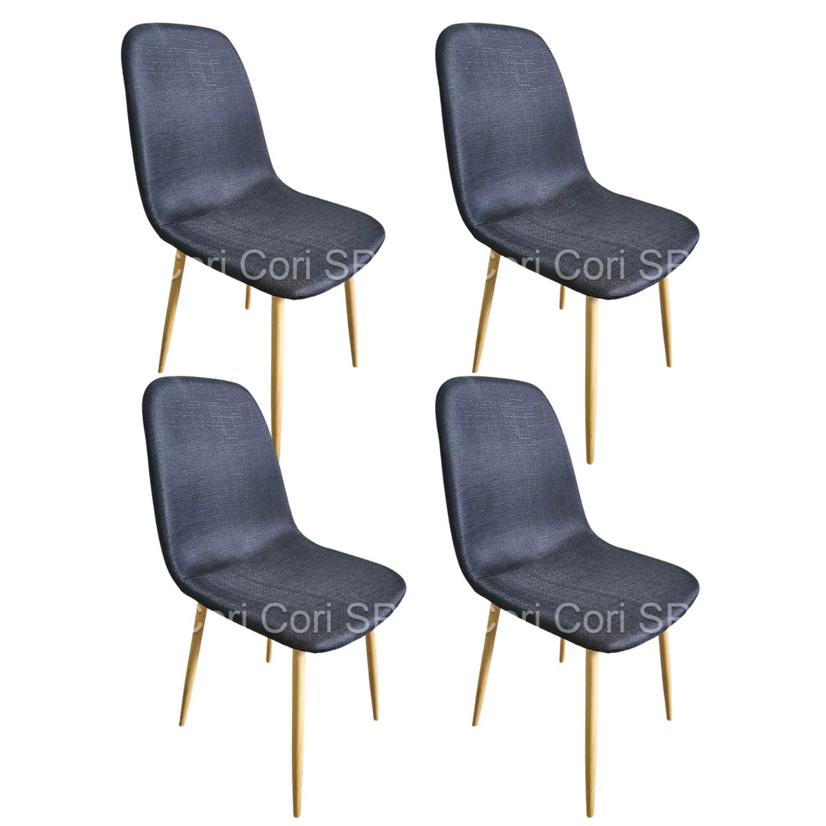 CORI CORI - Pack 4 Sillas Scoop Lino Wood - Negro