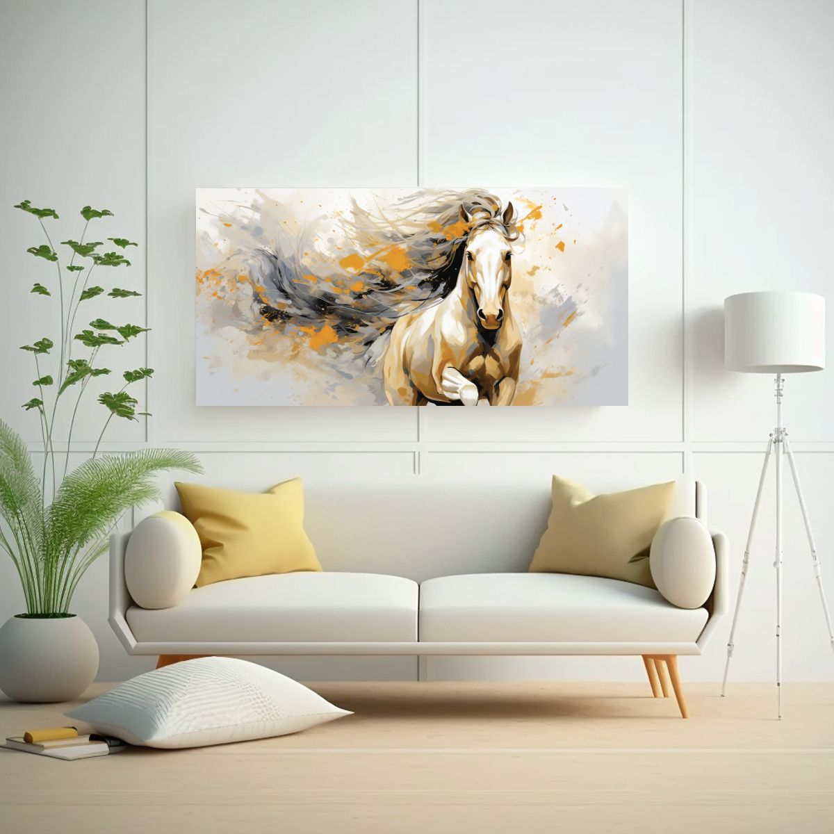 GENERICO - Lienzo De Tela Impreso Mágico Caballo Frisón En 100x50 Cm