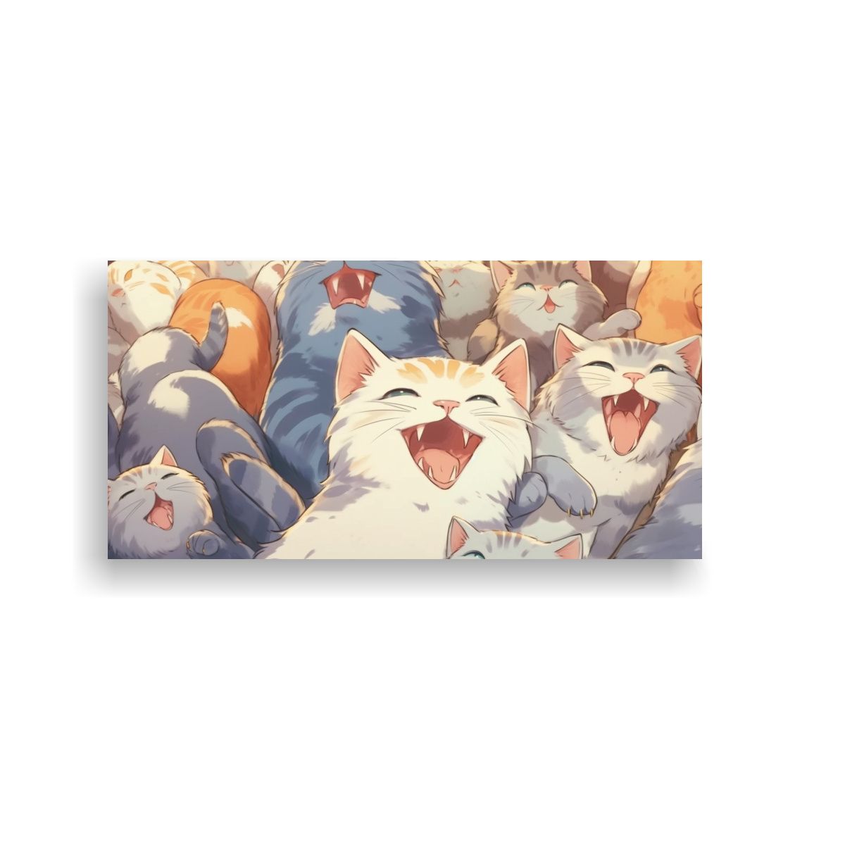 GENERICO - Cuadro Horizontal Gatos Sonrientes En Decoración 60x30 Cm