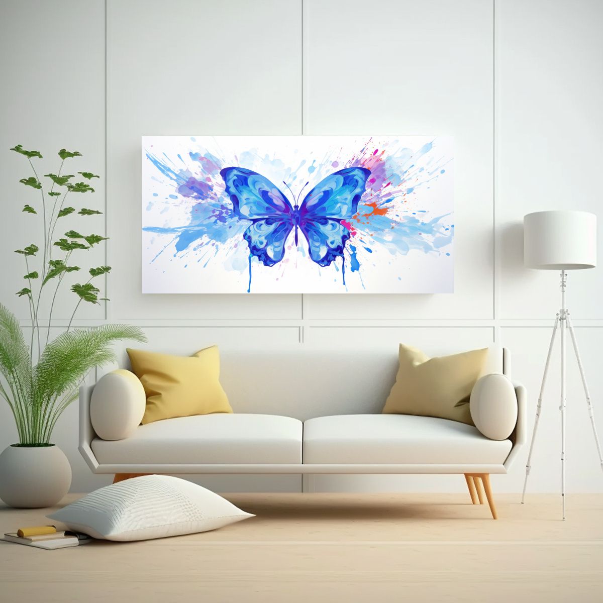 GENERICO - Pintura Lienzo Mariposa Tonos Lila Neo Pop Art 100x50 Cm