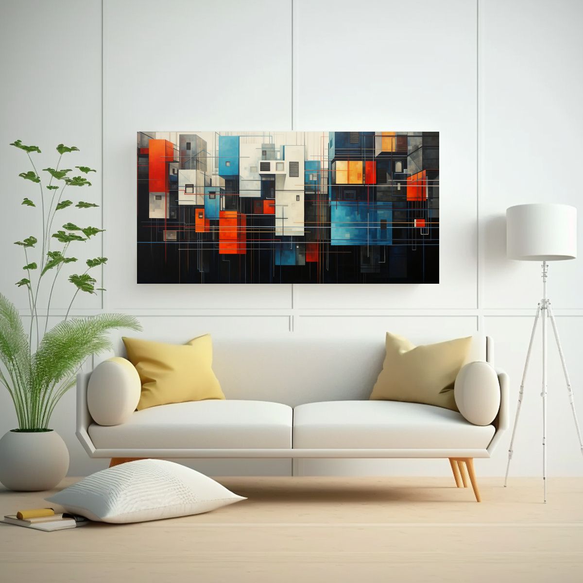 GENERICO - Cuadrícula Geométrica De Una Ciudad Arte 60x30 Cm