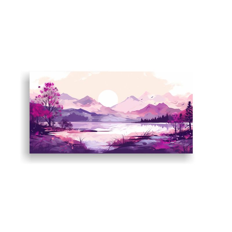 GENERICO - Cuadro Estilo Paisaje Otoñal Con Tonos Morados 100x50 Cm