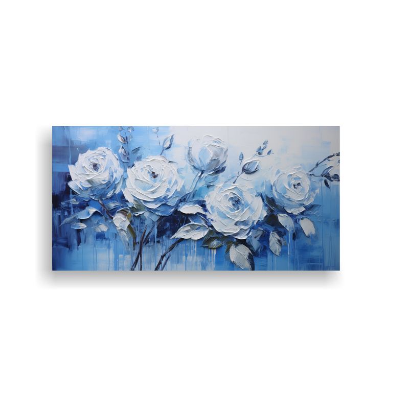 GENERICO - Pintura En Lienzo De Rosas Azules Con Esquema De 80x40 Cm