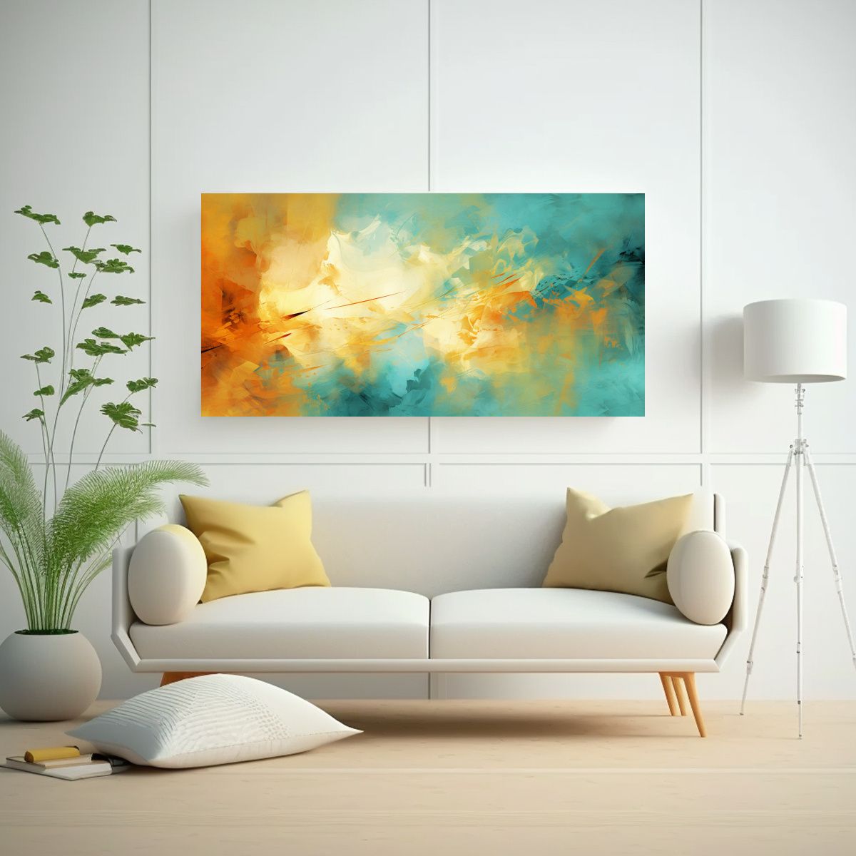 GENERICO - Cuadro Abstracto Verano Extraño Con Expresividad 60x30 Cm