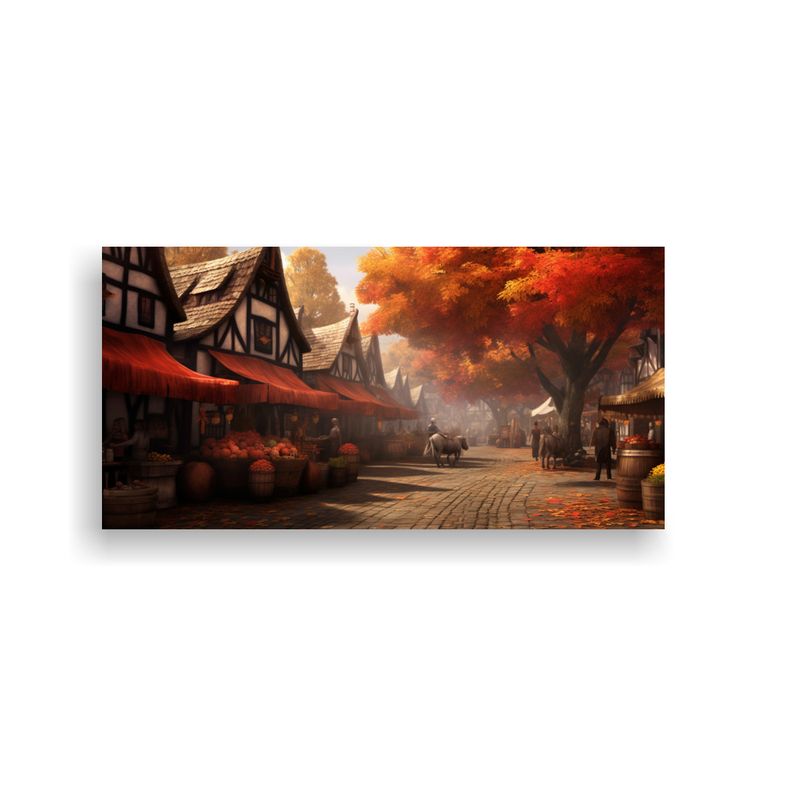 GENERICO - Pintura De Pared Medieval En Mercado De Pueblo 60x30 Cm