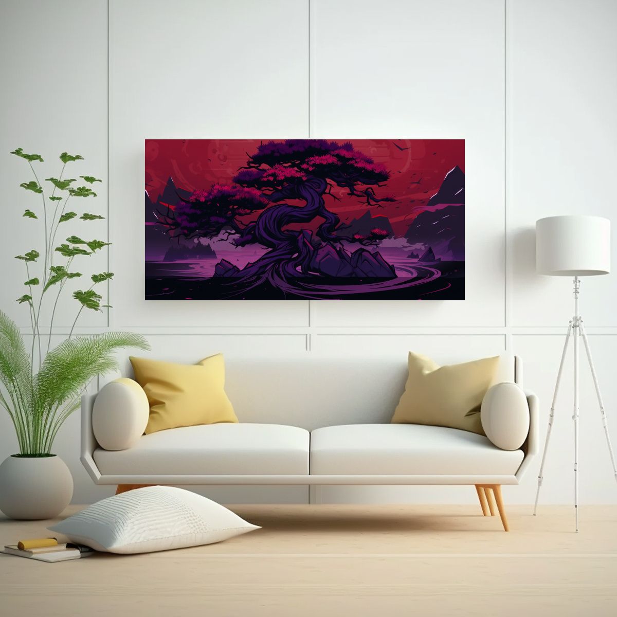 GENERICO - Cuadro Decorativo Lienzo Armonía Árbol Bonsái 60x30 Cm