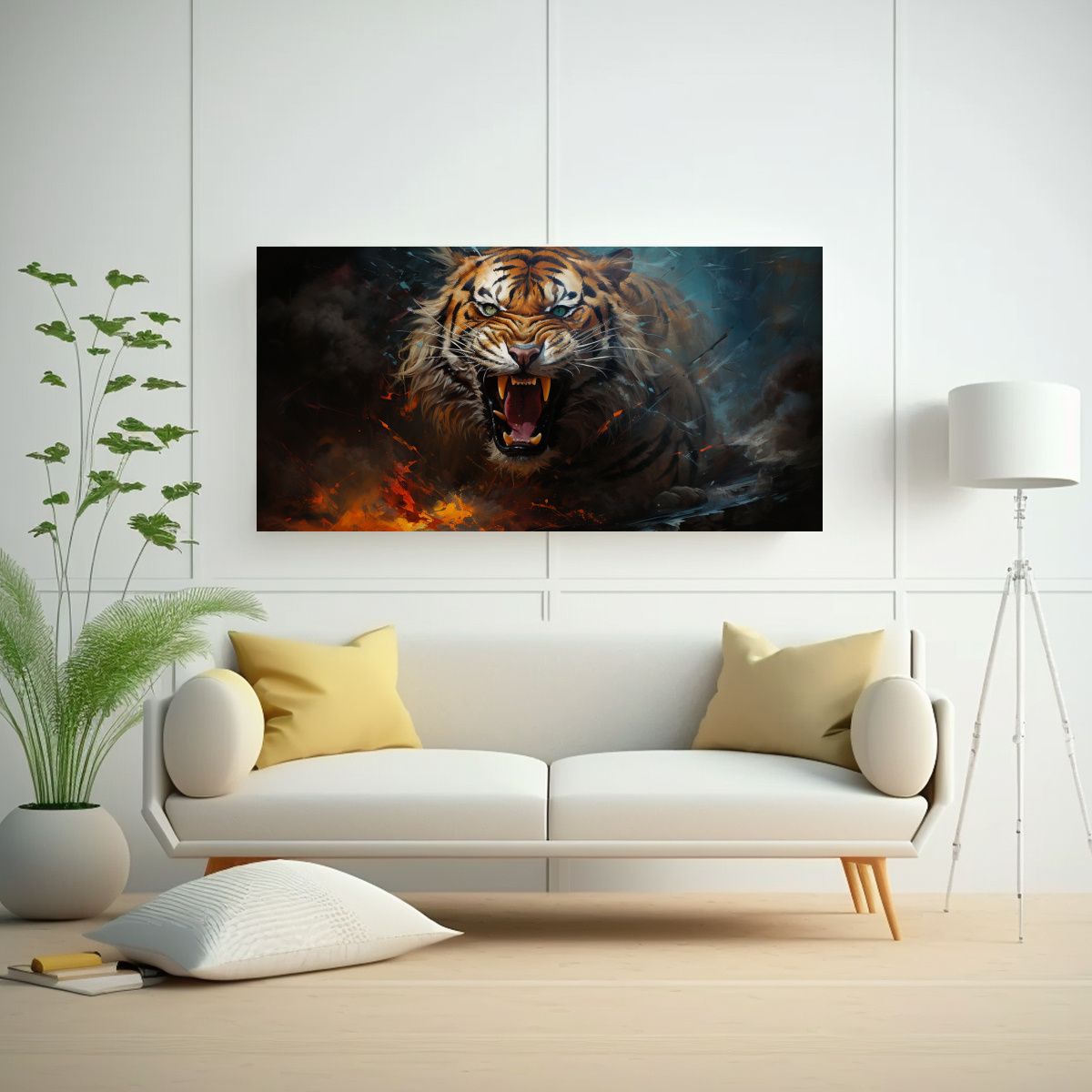 GENERICO - Pintura Al Estilo óleo Colorida De Tigre 100x50 Cm