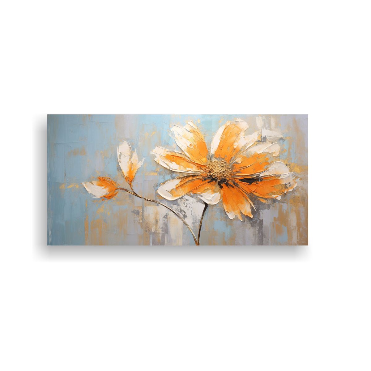 GENERICO - Cuadro Hermoso De Flor Naranja Pintura En Lienzo 60x30 Cm
