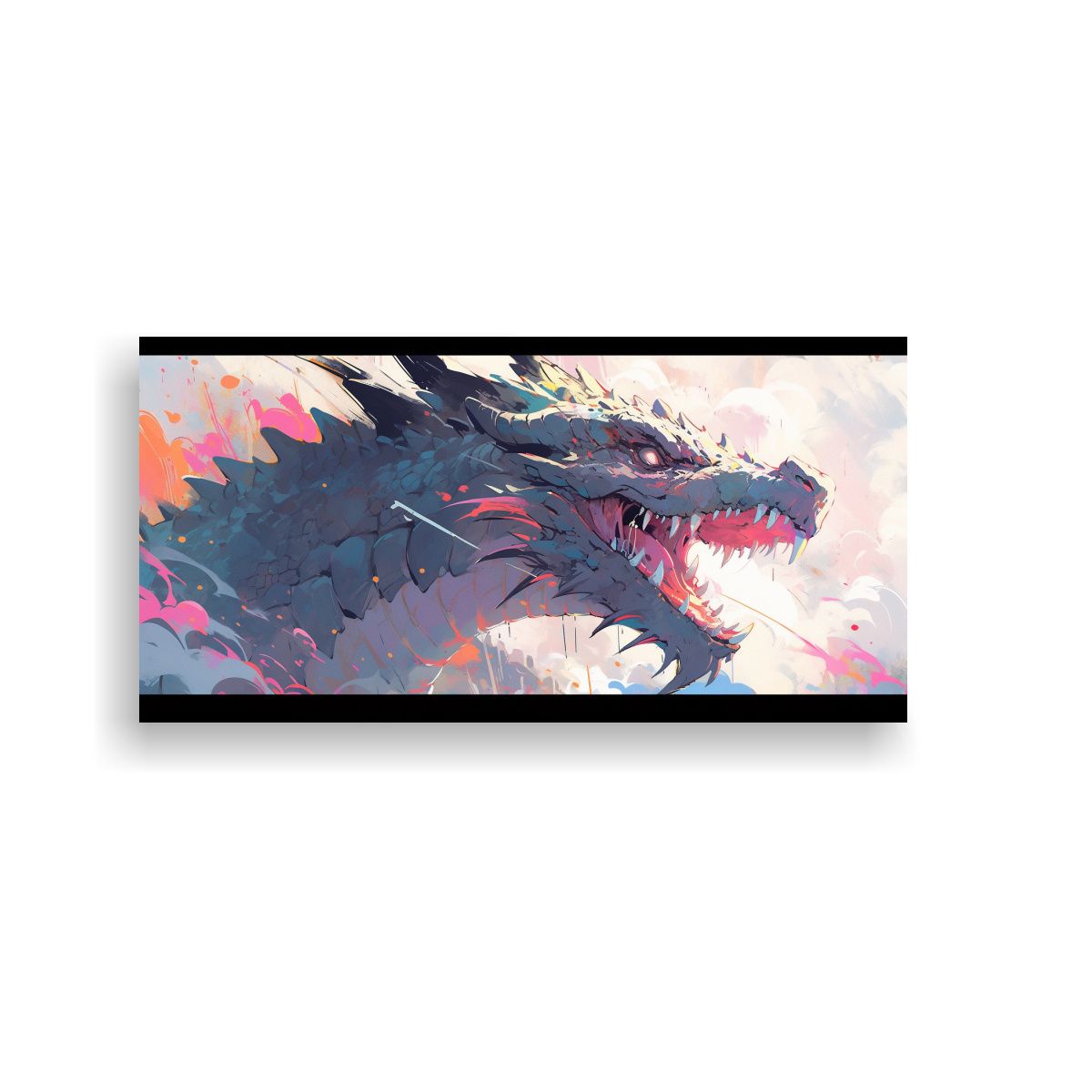 GENERICO - Cuadros De Diseño Dragón En Colores Vibrantes 100x50 Cm