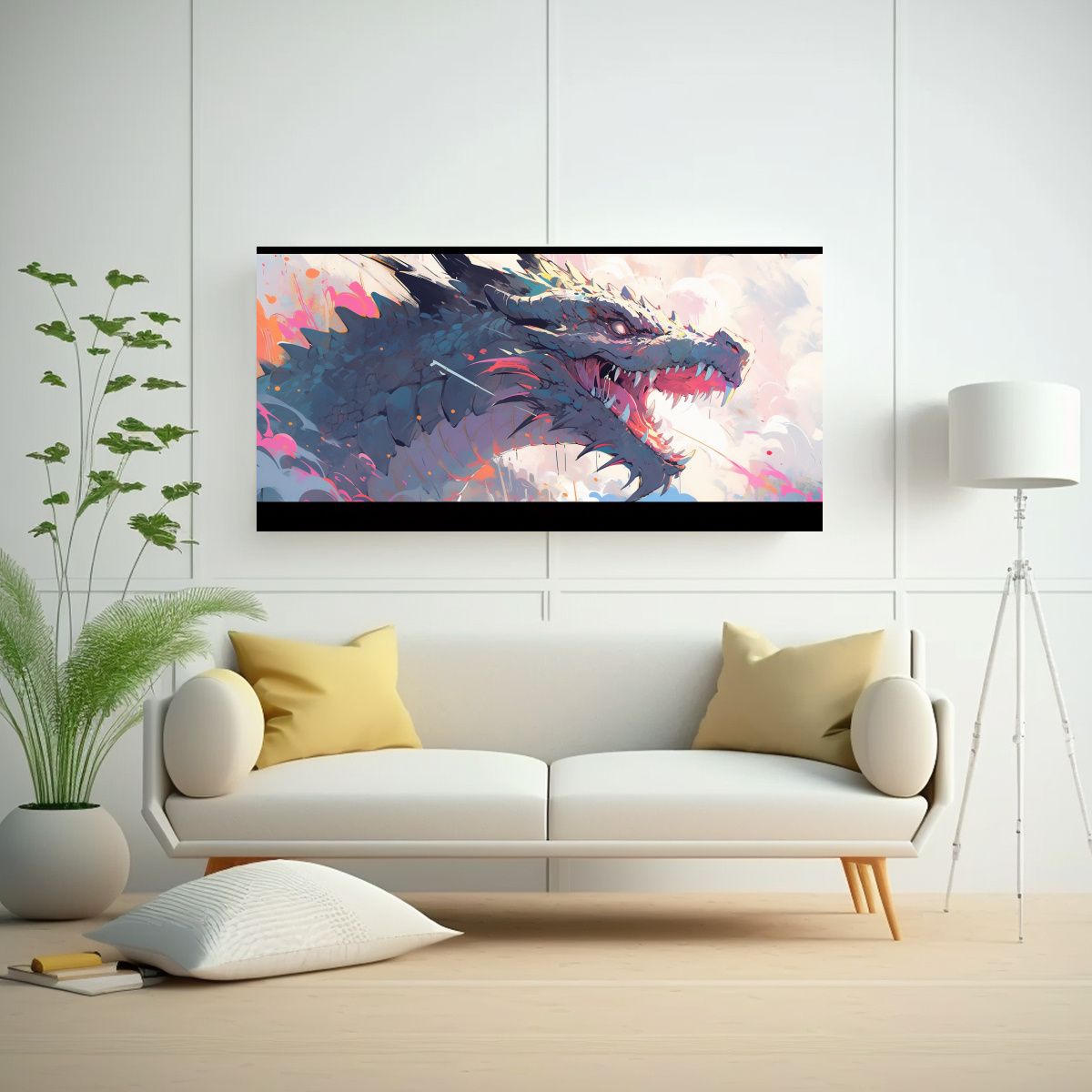 GENERICO - Cuadros De Diseño Dragón En Colores Vibrantes 100x50 Cm