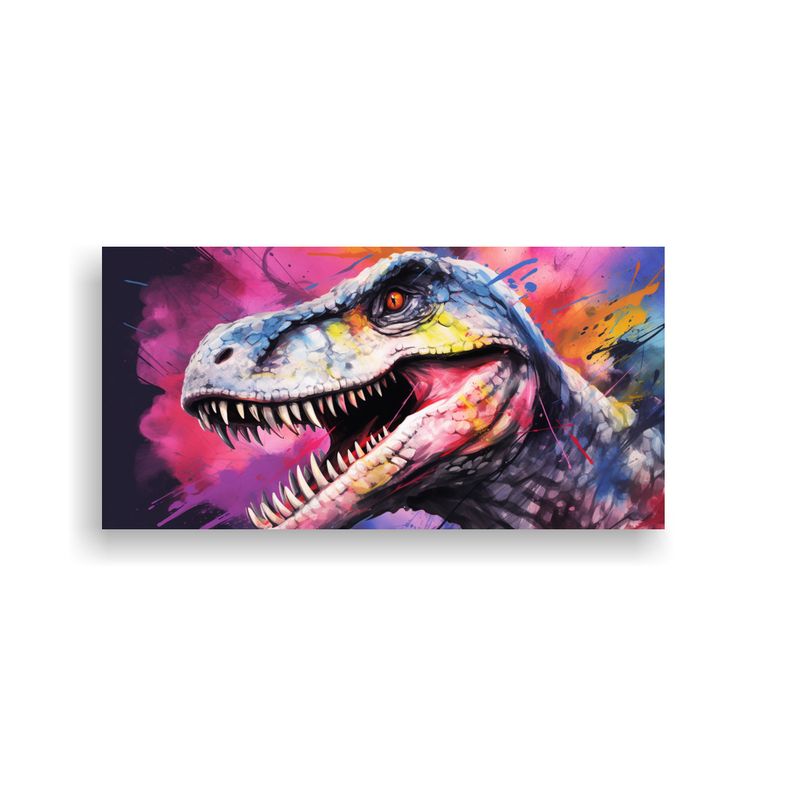 GENERICO - Cuadro Abstracto De Velociraptor En Acuarela 100x50 Cm