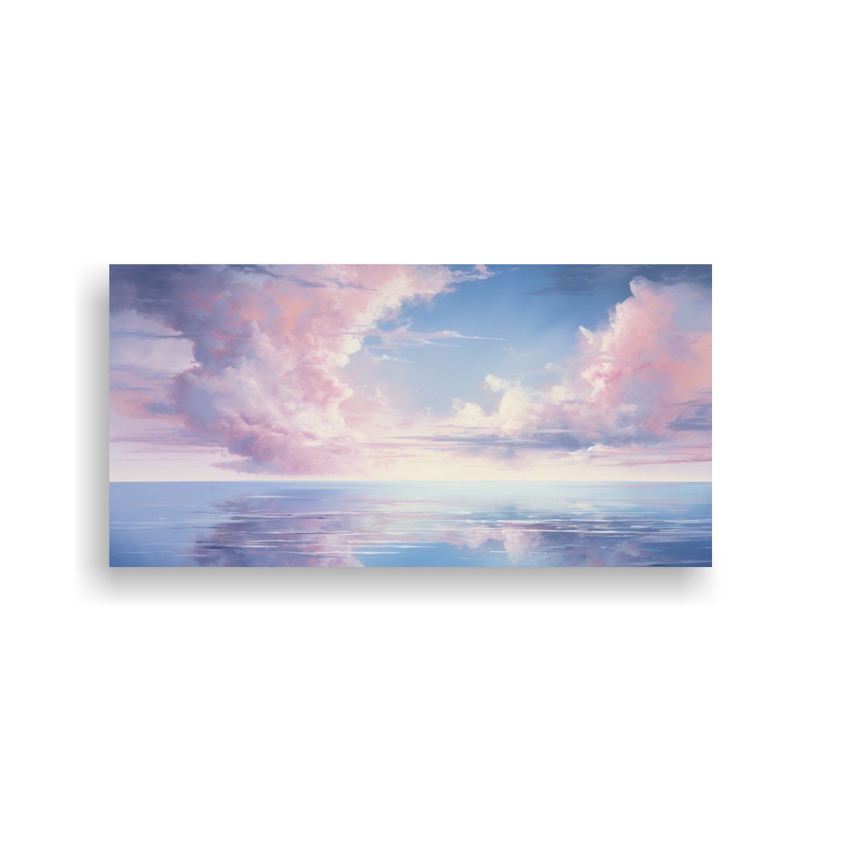 GENERICO - Pintura Abstracta Mar Y Cielo En Tonos Rosa Para 80x40 Cm