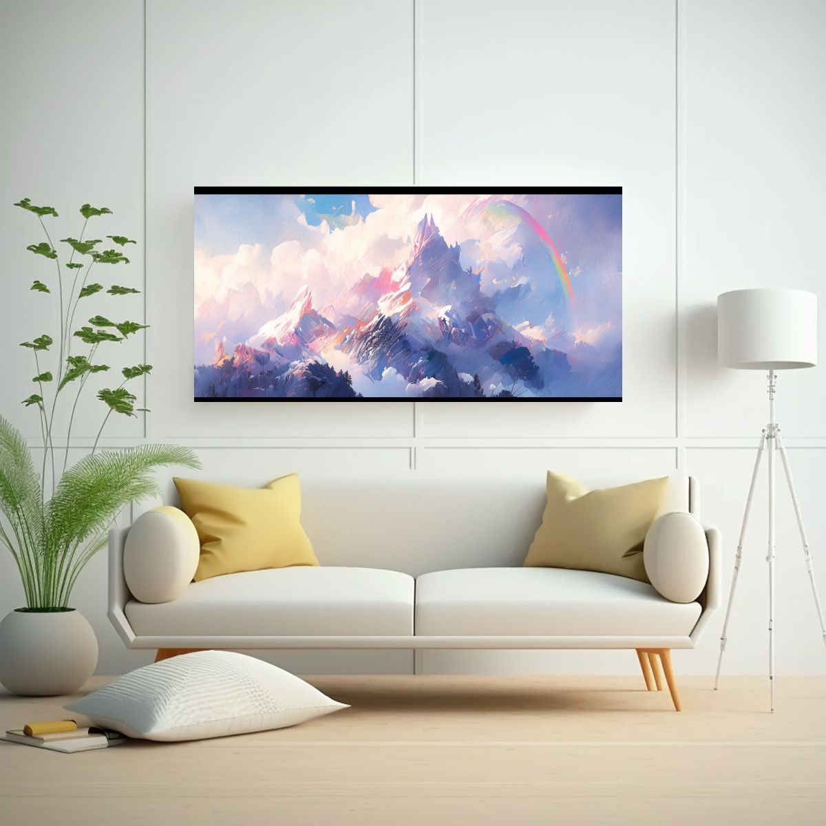 GENERICO - Cuadro Abstracto Poder En Montañas Nevadas Con 60x30 Cm