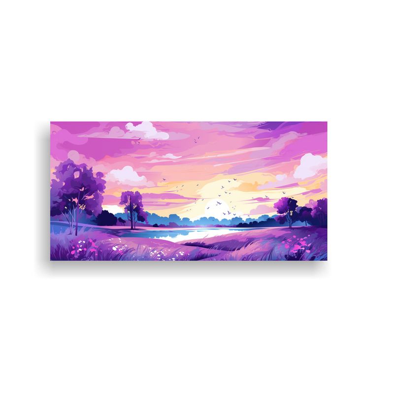 GENERICO - Paisaje Estival Económico Con Colores Morados 80x40 Cm