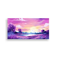 GENERICO - Paisaje Estival Económico Con Colores Morados 80x40 Cm