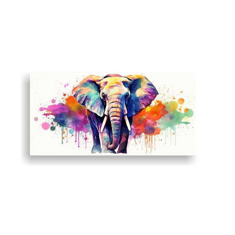 GENERICO - Pintura Elefante Estilo Acuarela Colorido 21 80x40 Cm