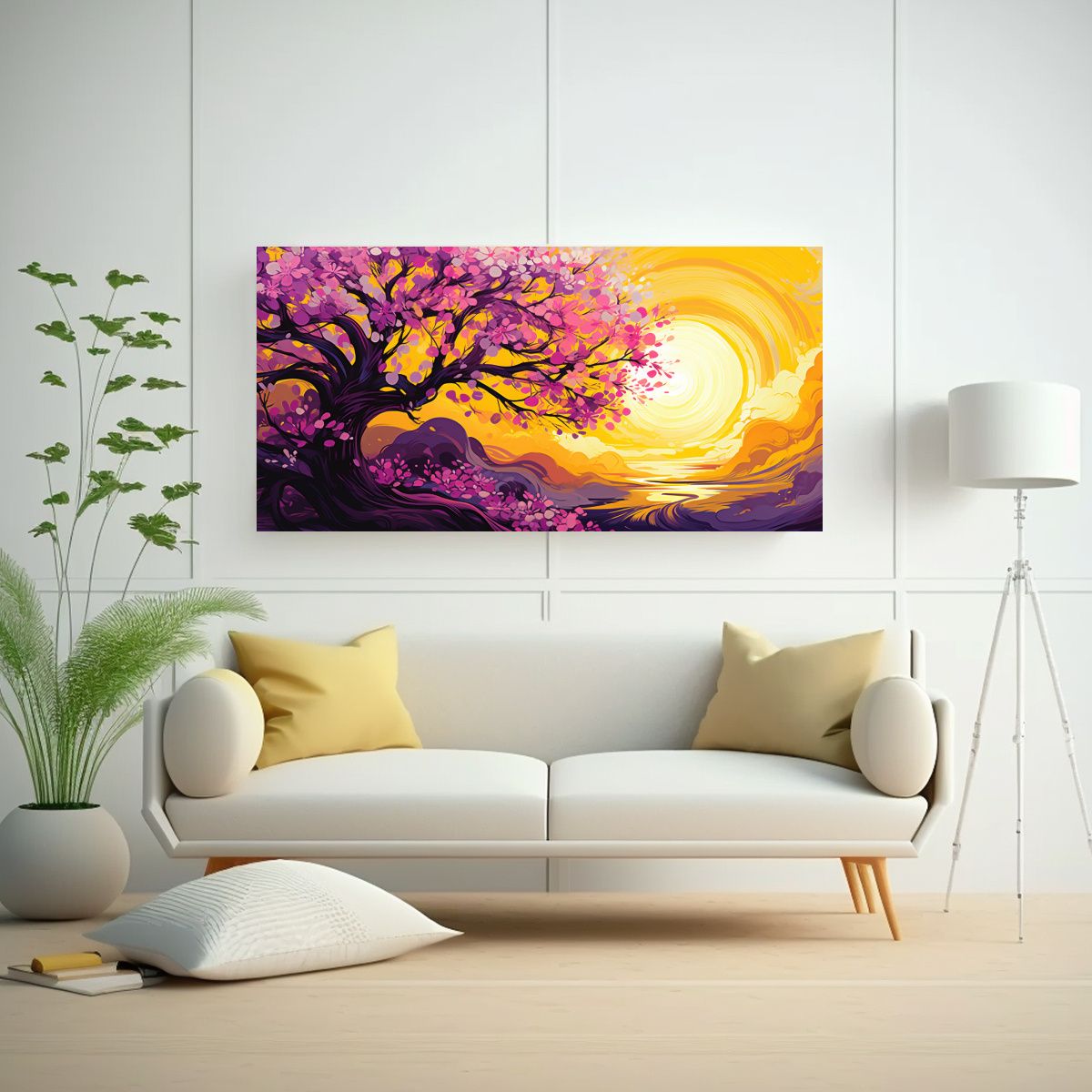 GENERICO - Pintura Decorativa De árbol De Cerezo En Tonos 80x40 Cm