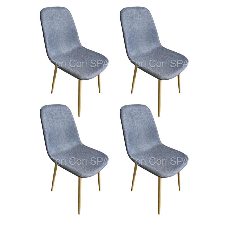 CORI CORI - Pack 4 Sillas Scoop Lino Wood - Gris