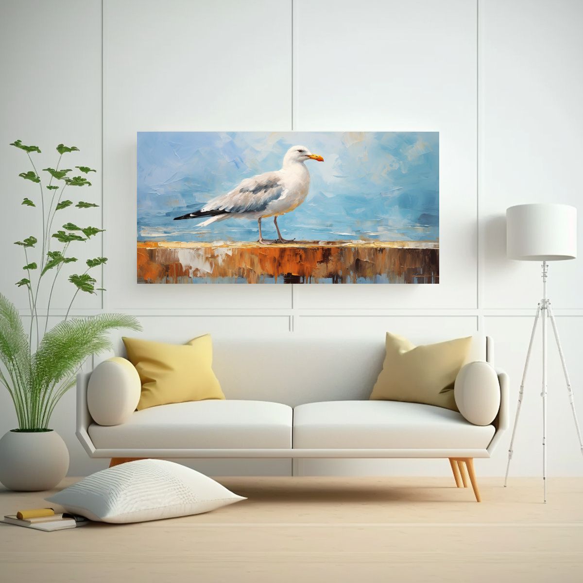 GENERICO - Pintura Al Estilo óleo De Una Gaviota Con 80x40 Cm