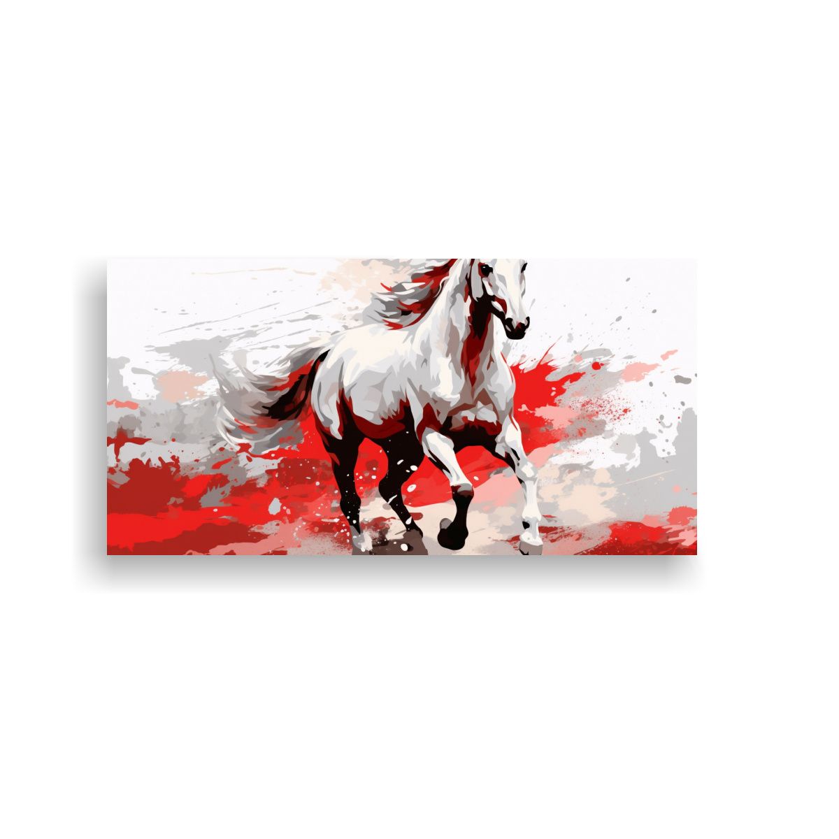 GENERICO - Cuadro De Caballo Cuarto De Milla Blanco Y Rojo 100x50 Cm