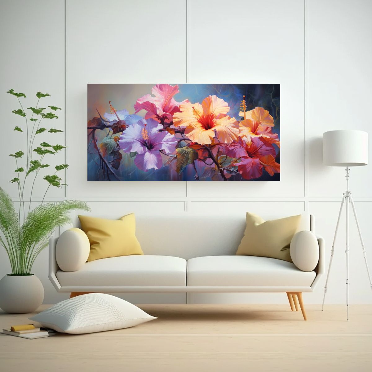 GENERICO - Pintura Abstracta De Flores De Hibisco En Detalle 100x50 Cm
