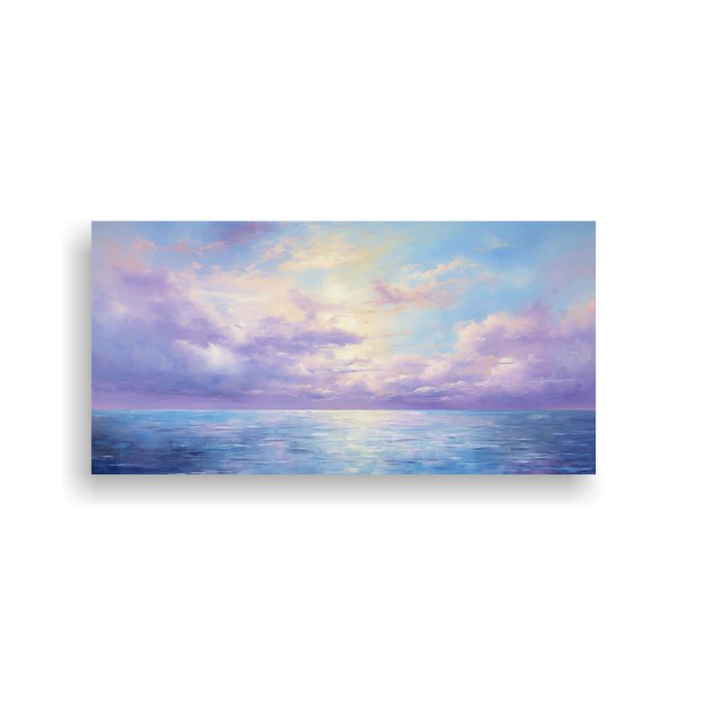 GENERICO - Cuadro Abstracto Mar Y Cielo En Tonos Morados 80x40 Cm