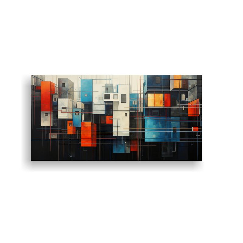 GENERICO - Cuadrícula Geométrica De Una Ciudad Arte 80x40 Cm
