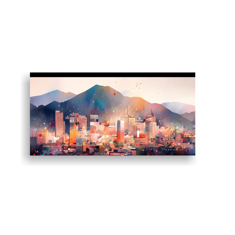 GENERICO - Pintura Acuarela Creativa Santiago City Chile En 60x30 Cm