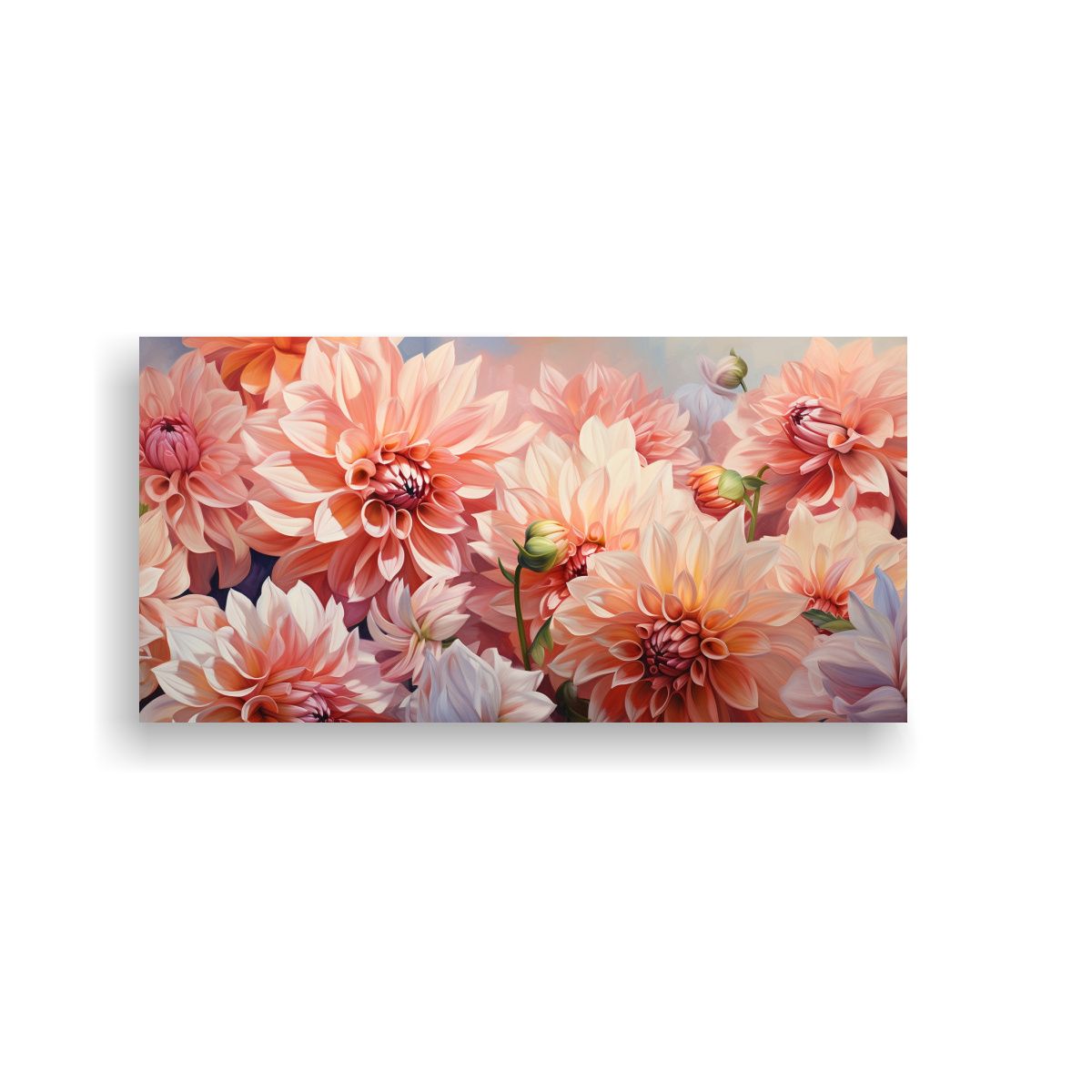 GENERICO - Cuadro Abstracción Exposición Dahlias Pintura 80x40 Cm
