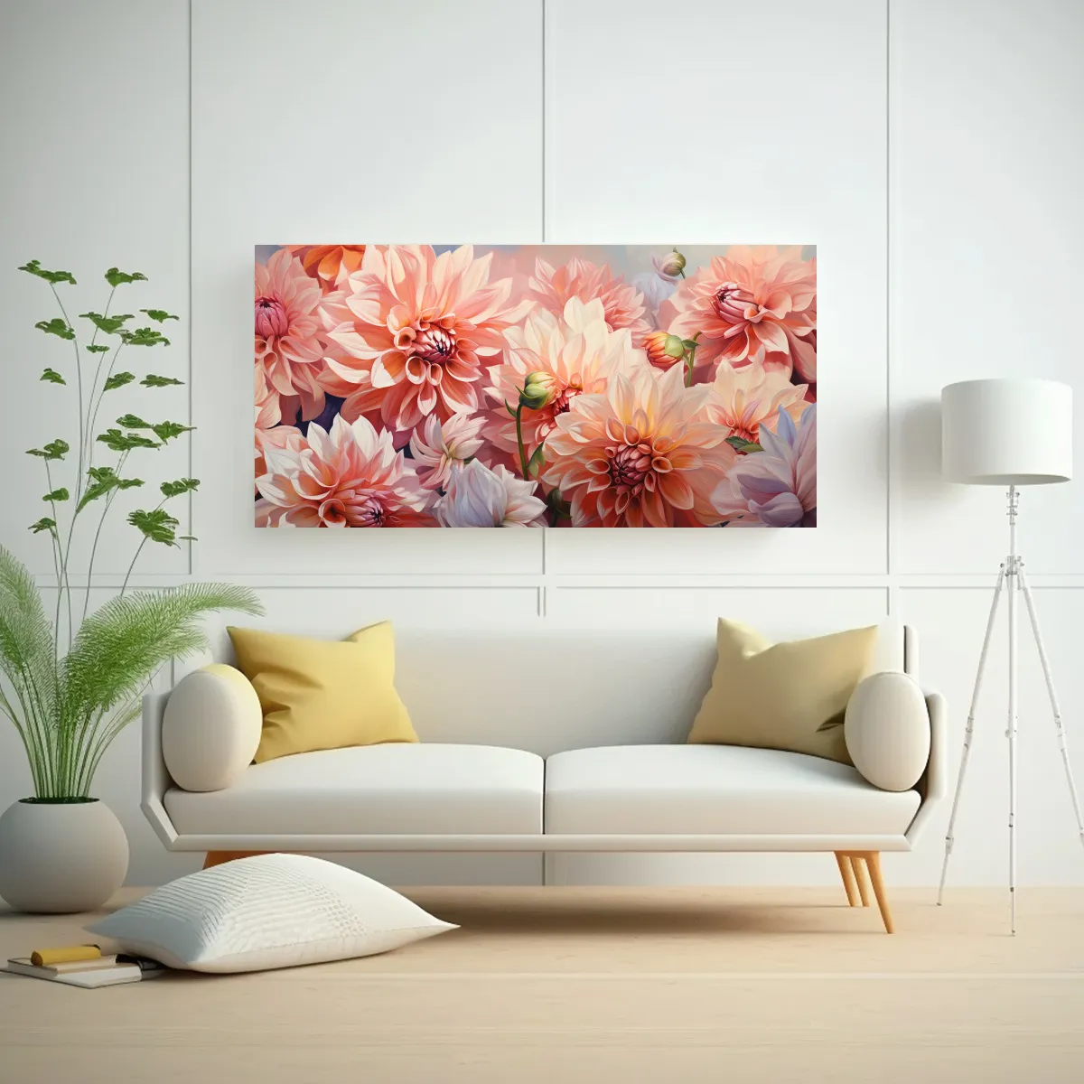 GENERICO - Cuadro Abstracción Exposición Dahlias Pintura 80x40 Cm