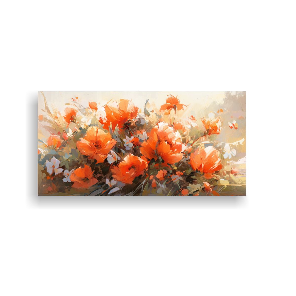 GENERICO - Pintura En Lienzo De Flores En Colores Cálidos 100x50 Cm
