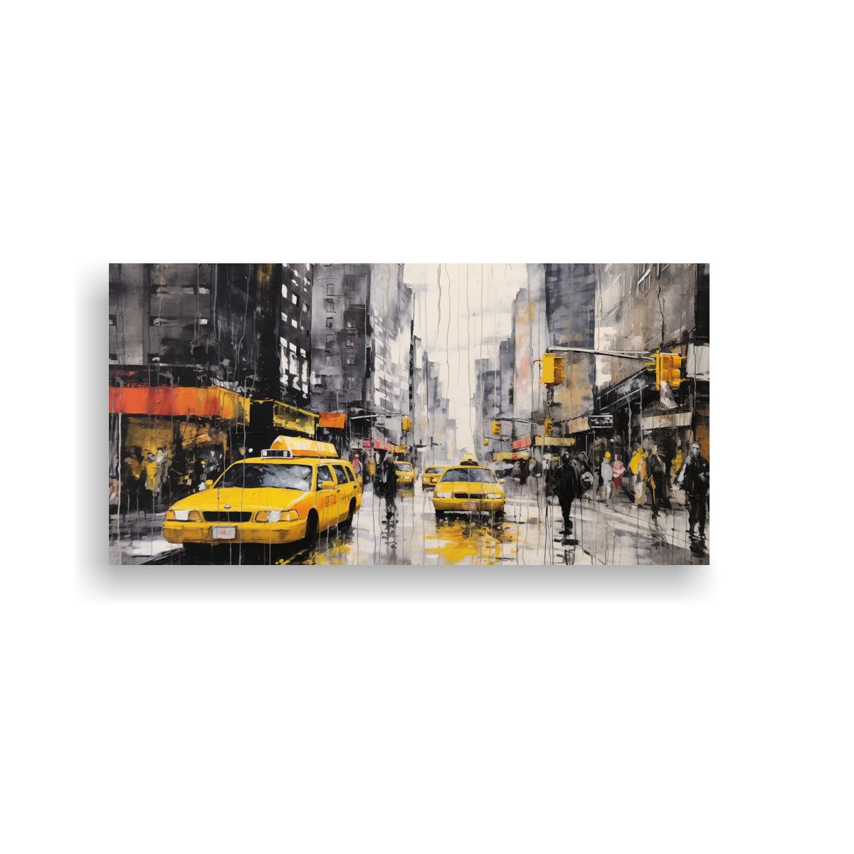 GENERICO - Cuadro Lienzo Taxis Amarillos Conduciendo Por La 60x30 Cm