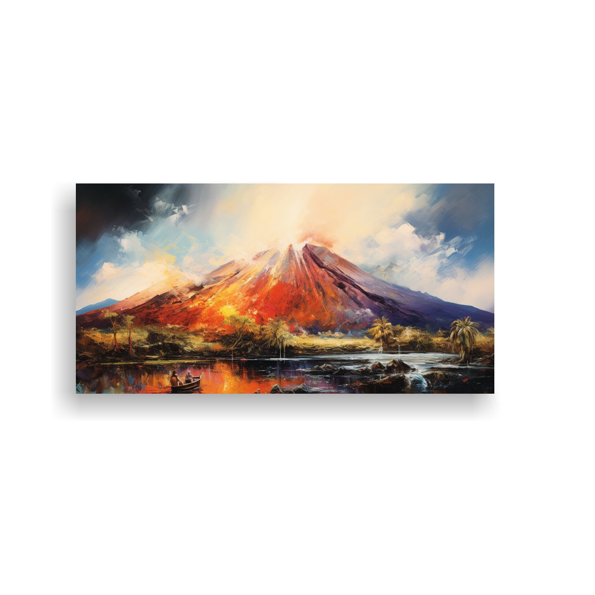 GENERICO - Cuadro Abstracto único De Volcán Con Colores 60x30 Cm