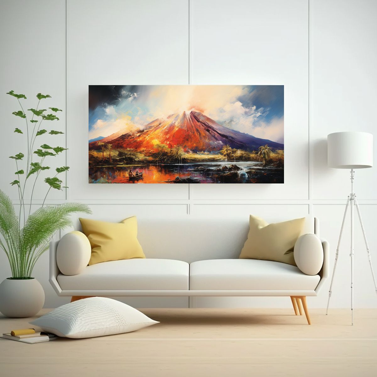 GENERICO - Cuadro Abstracto único De Volcán Con Colores 60x30 Cm