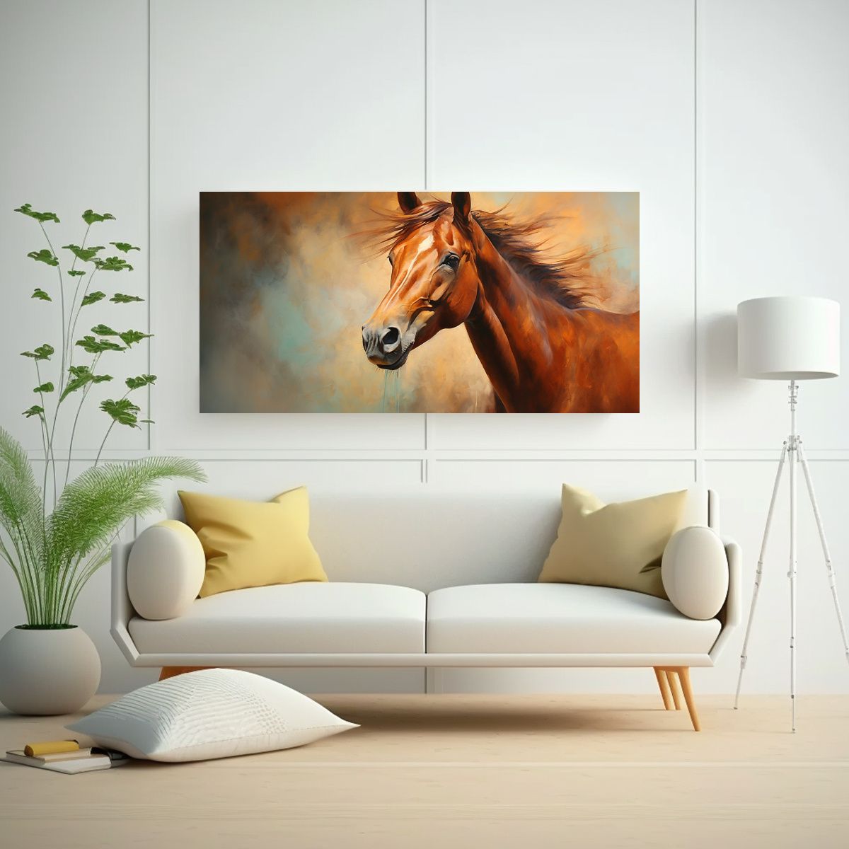 GENERICO - Pintura Al Estilo óleo Colorida Estilo Caballo 100x50 Cm