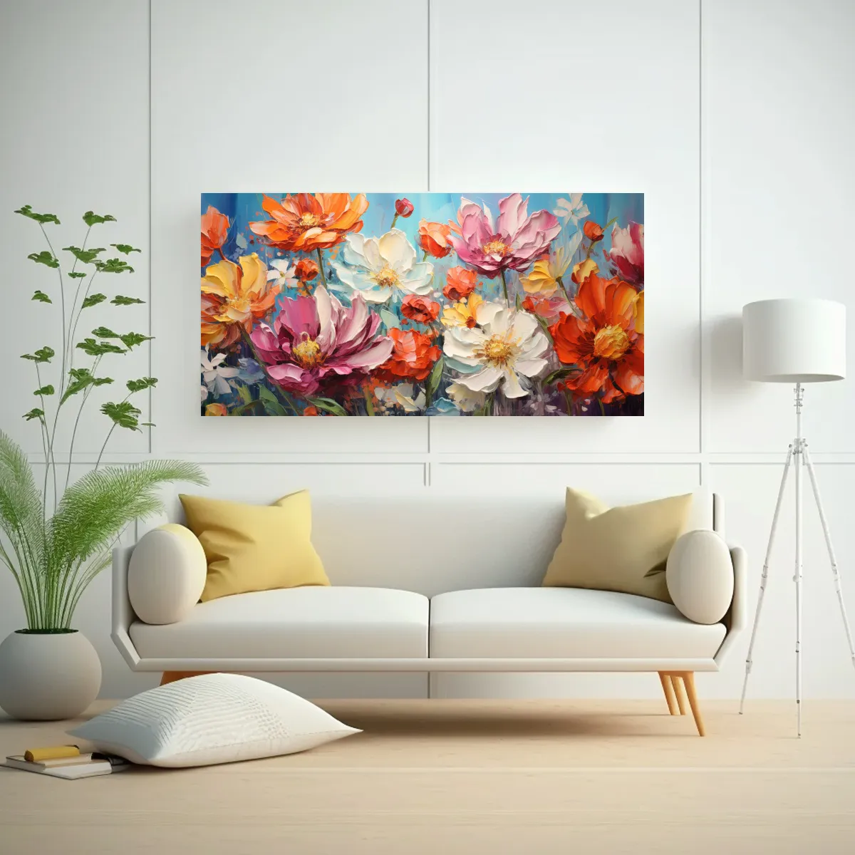 GENERICO - Lienzo Flores Vibrantes Pintura En Estilo Vib 80x40 Cm